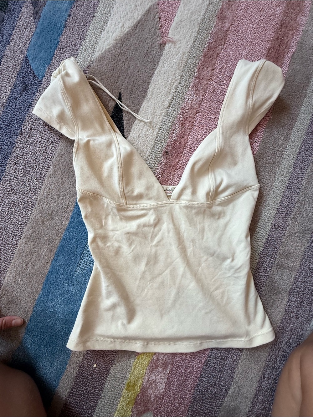 Free People Cream V-Neck Fitted Camisole